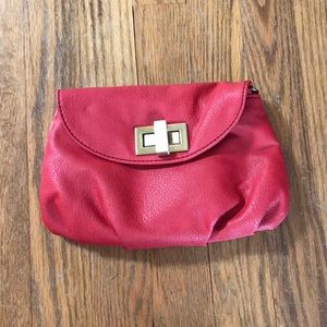 Red clutch with chain strap